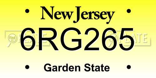 6RG265 New Jersey License Plate