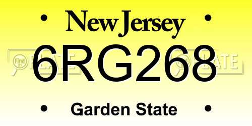 6RG268 New Jersey License Plate
