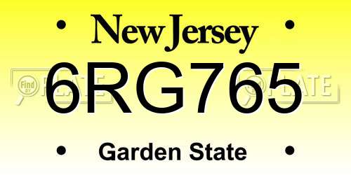 6RG765 New Jersey License Plate