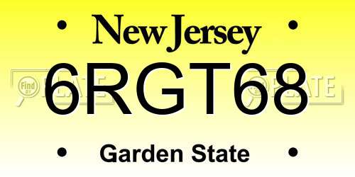 6RGT68 New Jersey License Plate