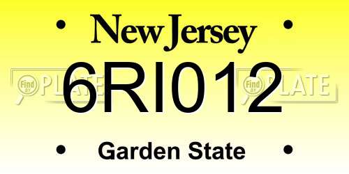 6RI012 New Jersey License Plate