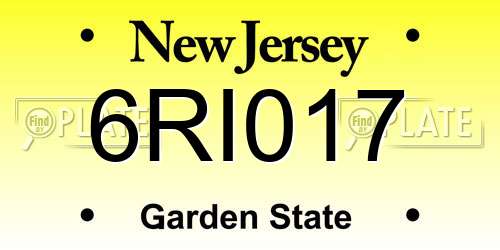 6RI017 New Jersey License Plate