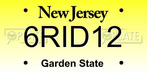 6RID12 New Jersey License Plate