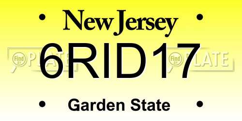6RID17 New Jersey License Plate