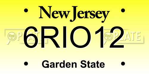 6RIO12 New Jersey License Plate