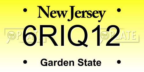 6RIQ12 New Jersey License Plate