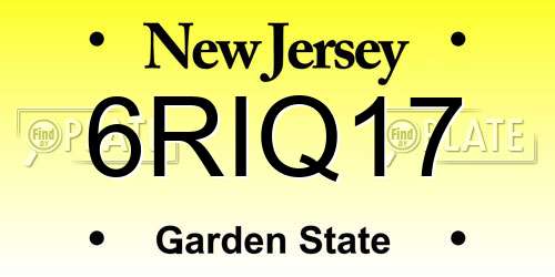 6RIQ17 New Jersey License Plate