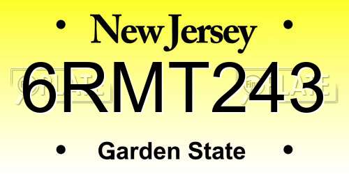 6RMT243 New Jersey License Plate
