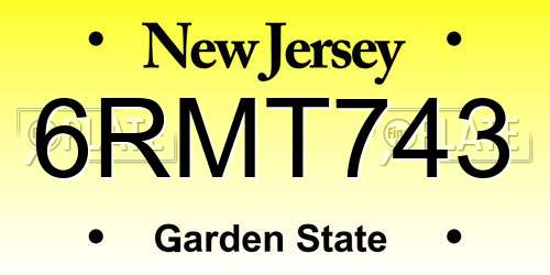 6RMT743 New Jersey License Plate