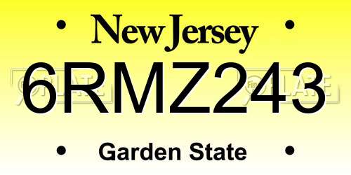 6RMZ243 New Jersey License Plate