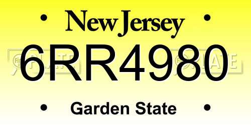 6RR4980 New Jersey License Plate