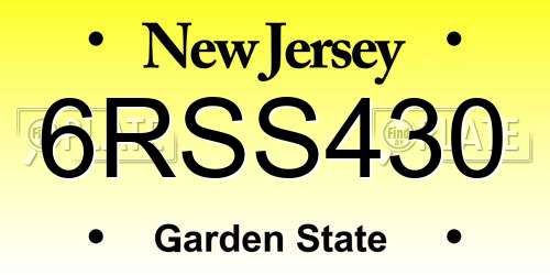 6RSS430 New Jersey License Plate