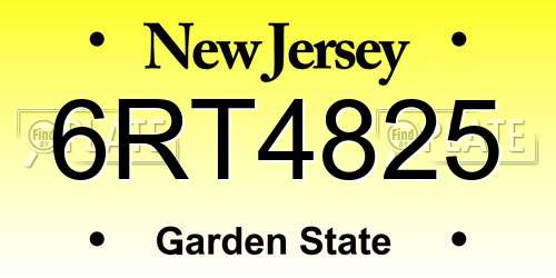 6RT4825 New Jersey License Plate