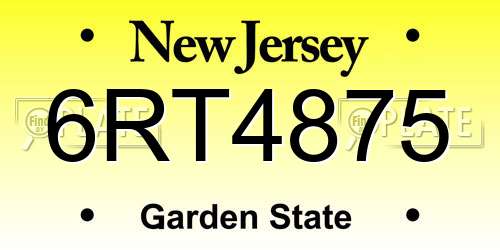 6RT4875 New Jersey License Plate