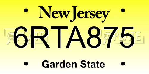 6RTA875 New Jersey License Plate