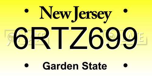 6RTZ699 New Jersey License Plate