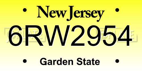 6RW2954 New Jersey License Plate