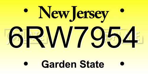 6RW7954 New Jersey License Plate