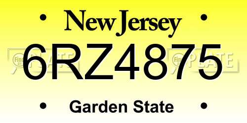 6RZ4875 New Jersey License Plate