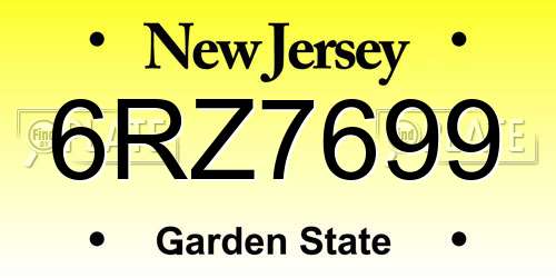 6RZ7699 New Jersey License Plate