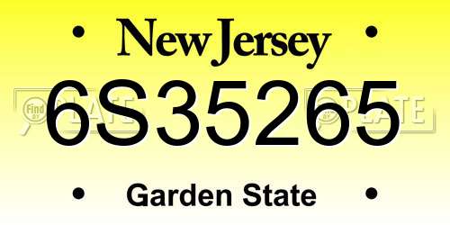 6S35265 New Jersey License Plate