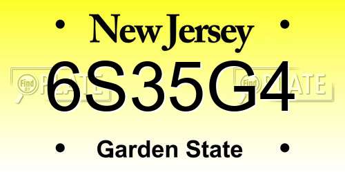 6S35G4 New Jersey License Plate