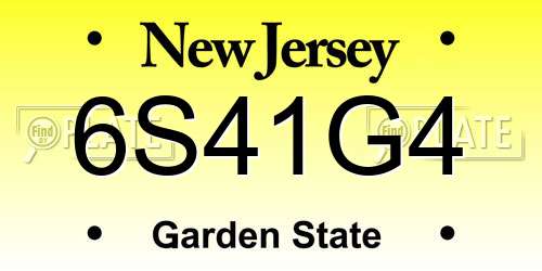 6S41G4 New Jersey License Plate