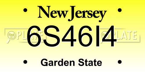 6S46I4 New Jersey License Plate