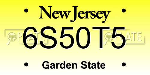 6S50T5 New Jersey License Plate