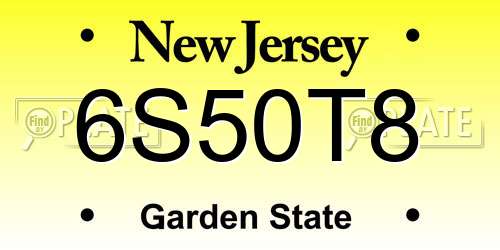 6S50T8 New Jersey License Plate