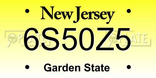6S50Z5 New Jersey License Plate