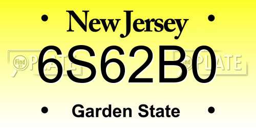 6S62B0 New Jersey License Plate