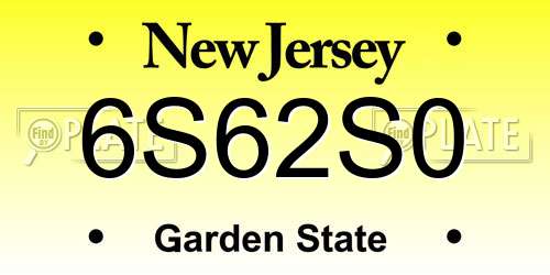 6S62S0 New Jersey License Plate