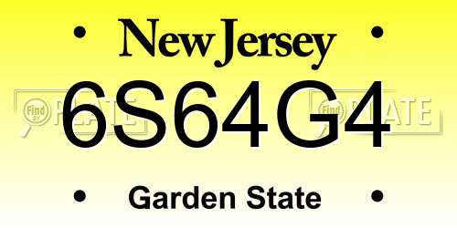 6S64G4 New Jersey License Plate
