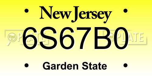 6S67B0 New Jersey License Plate