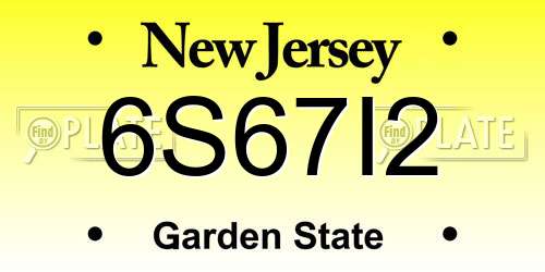 6S67I2 New Jersey License Plate