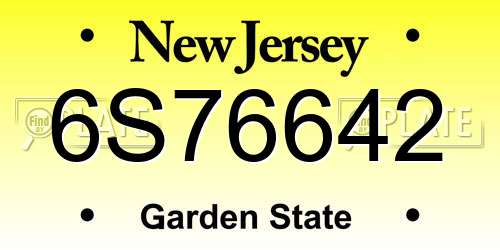 6S76642 New Jersey License Plate
