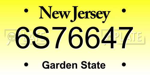 6S76647 New Jersey License Plate