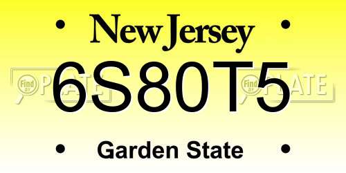 6S80T5 New Jersey License Plate