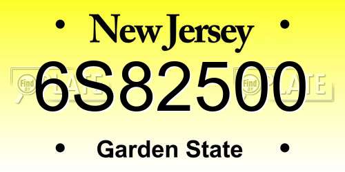 6S82500 New Jersey License Plate