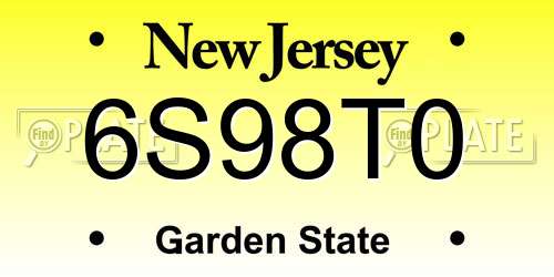 6S98T0 New Jersey License Plate