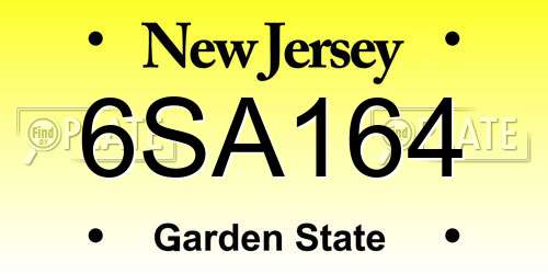 6SA164 New Jersey License Plate