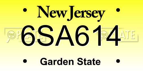 6SA614 New Jersey License Plate