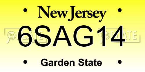 6SAG14 New Jersey License Plate