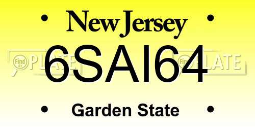 6SAI64 New Jersey License Plate