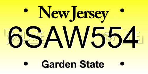 6SAW554 New Jersey License Plate