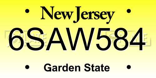 6SAW584 New Jersey License Plate