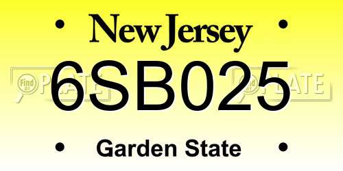 6SB025 New Jersey License Plate