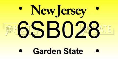 6SB028 New Jersey License Plate