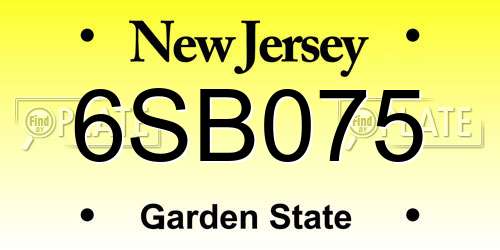 6SB075 New Jersey License Plate